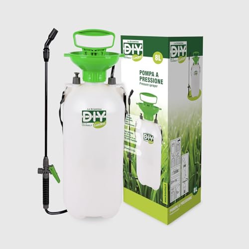 La Briantina Pompa Irroratrice a Spalla 8L per Giardinaggio - Serbatoio Graduato, Lancia Regolabile, Tubo Flessibile, Cinghia Tracolla, Ideale per Concimazione, Diserbo e Disinfestazione