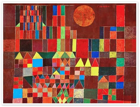 Posterlounge Burg und Sonne Poster | 40 x 30 cm von Paul Klee Rot Wandbilder Wanddeko