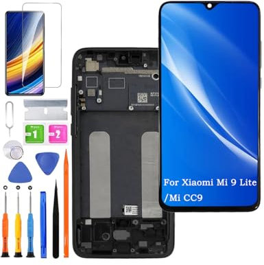 HLYGZX Pantalla de repuesto para pantalla LCD Xiaomi Mi 9 Lite/Mi CC9 TFT, M1904F3BG pantalla táctil digitalizador kit de piezas de reparación (negro con marco, sin huellas dactilares)