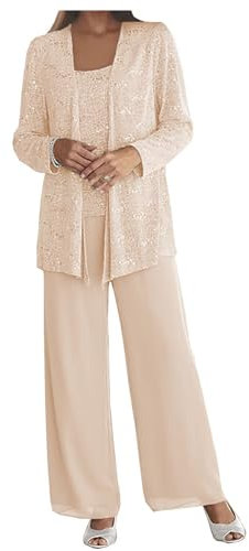 JIAJUPA Costume de mariage pour femme, grande taille, pour mère de la mariée/marié avec veste, violet, champagne, 52