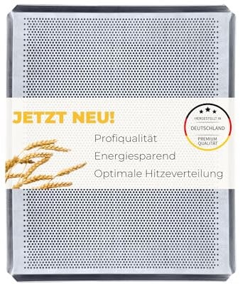 BACKTECHNIK.DE Lochblech 46,5 x 37,5 cm - Backblech gelocht - Kuchenblech - Baguetteblech - Pizzablech für Backofen Bosch Neff Siemens Zenker
