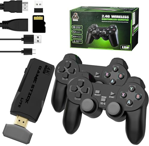 Wireless Retro Game Stick, Upgrade Retro Game Console, 20000+ Retro Games Retro Game Stick Pro, Plug & Play Classic Video Games with 4K HDMI Output and Dual 2.4G Controllers