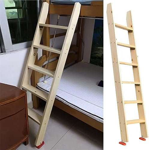 Holzleiter für Kinder mit Haken und rutschfesten Fußunterlagen 9,9 cm Breite Stufen College Wohnheim Camper Hochbett Zubehör (190 cm lang)