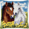 NAHUIGOOD Punto Croce Kit Cuscino Completo Set Decoration Cavallo Animale 45X45Cm Manuale Ricamo Kit Adulto Art Creativo Regalo Diy Cross Stitch Embroidery