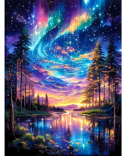 MISCER Diamond Painting für Erwachsene, Diamond Painting kit, Mondlandschaft mit Sternenhimmel 5D Diamant Malerei,DIY Diamant Malerei Basteln Bilder Arts Geschenk für Zuhause Wand Deko 30x40cm