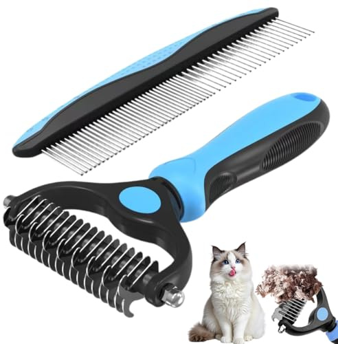 Peines Tipo Rastrillo para Perros Gato, 2 Piezas, Peine Perro Gato, Rastrillo Perro Cepillo Deslanador Perros, Fácil de Quitar la Capa Inferior y los Enredos, para Pequeña, Medianas y Grandes Mascota