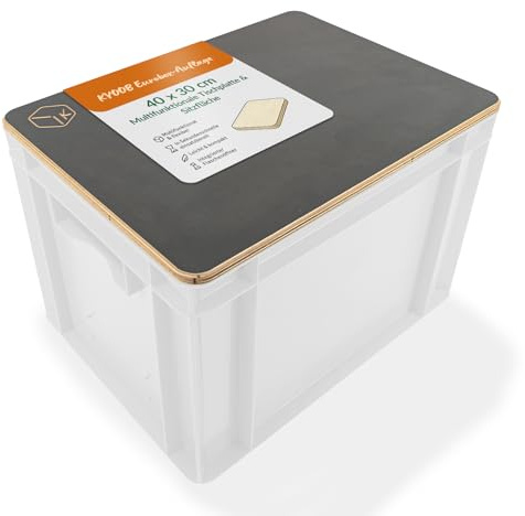 KYOOB Eurobox-Auflage 40x30 cm – multifunktionale Tischplatte & Sitzfläche - Anthrazit | Abdeckung für Euroboxen mit integriertem Flaschenöffner | leicht, stabil & ideal für Camping & Outdoor