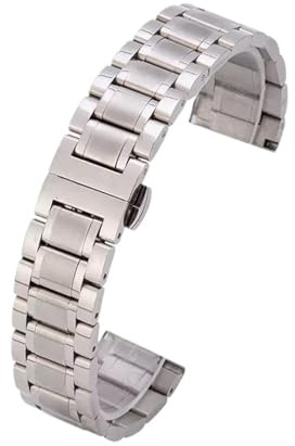 Metall-Uhrenarmband aus Edelstahl mit Faltschließe, universell verstellbar mit gebogener Schnittstelle
