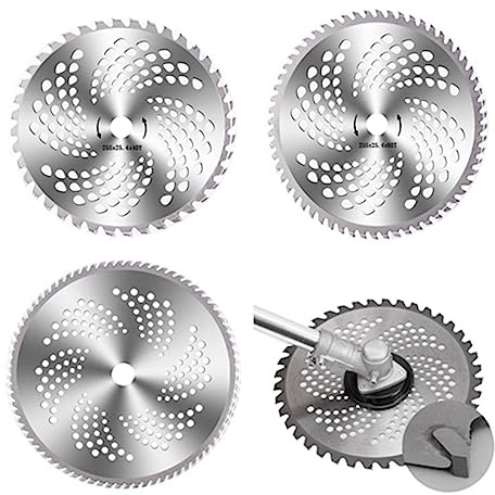 ERYUE Law Mower Saw Vane/Wing Efficient 3 Pcs Set 40 60 80 Teeth Alloy Steel Circular Brush Cutter Vane/Wing for Wood Cutting Chrome Plated Lawn Trimmer Replacement