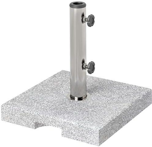 Outsunny Base per Ombrellone in Granito da 21 kg, Base Quadrata per Ombrelloni da Esterno con Maniglie e 2 Manopole Regolabili, Ideale per Giardino, Patio, Bordo Piscina, Grigio