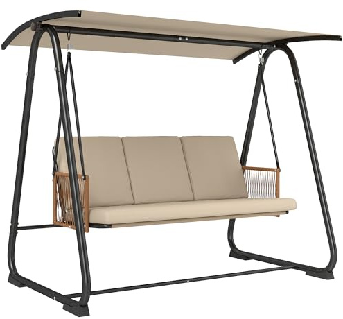 Outsunny Hollywoodschaukel 3-Sitzer Gartenschaukel 203 x 121 x 165 cm Sand