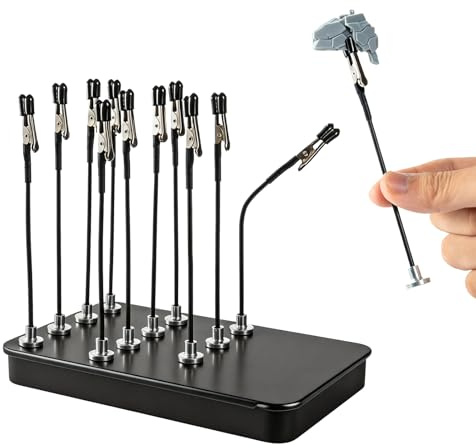 IONEKIUK 12PCS Model Painting Stand Base Holder with Magnetic Clips | Magnetic Bendable Alligator Clip Sticks, Modelling Tools, Airbrush Holder Clamp, Adjustable Wire Clips, Painting Handle