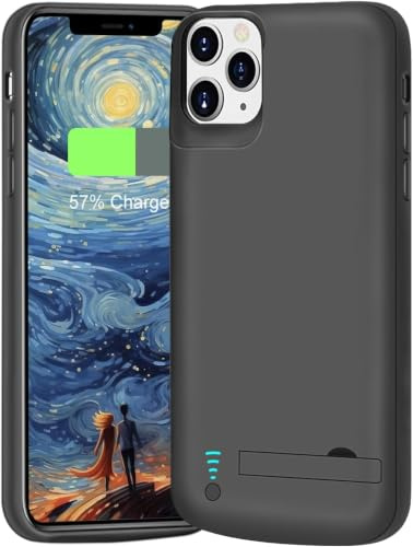 TECH UNIVERSE Battery Case for iPhone 11 Pro Max, 6500mAh Rechargeable Extended Battery Charging Charger Case, Add 110% Extra Juice, Support Wired Headphones Black