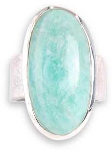 budawi® Amazonit Ring | ovaler Cabochon | 925 Sterling Silber gebürstet | Ringgröße 58