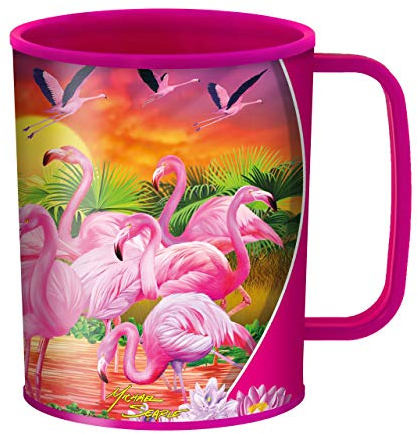 3D LiveLife Gobelet - Flamants Roses de Deluxebase. Gobelet Art Lenticulaire Safari 3D. Gobelets en plastique de 300 ml pour enfants illustrations originales licence artiste renommé Michael Searle