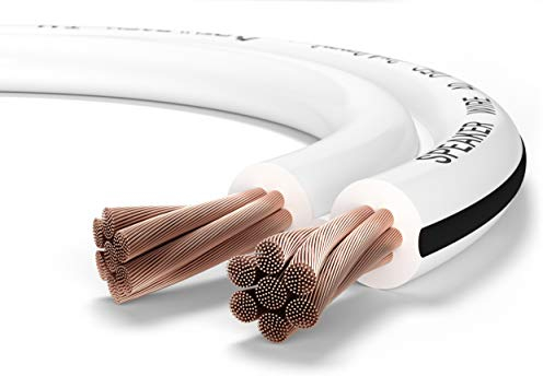 Oehlbach Speaker Wire SP-40 - Stereo HI-FI Lautsprecherkabel - Boxenkabel mit OFC (sauerstofffreies Kupfer) 2x4,0 mm² - Mini Spule Lautsprecher Kabel - Weiß 30 Meter
