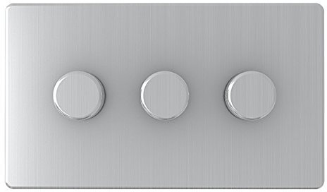 UEP SG12BCB Screwless Brushed Chrome 3 Gang 250w Dimmer Switch