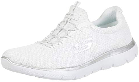 Skechers Summits, Zapatillas Mujer, Blanco White Mesh Silver Trim, 38.5 EU
