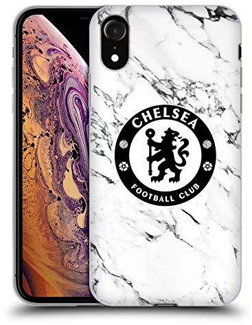 Head Case Designs Offizielle Chelsea Football Club Marmor Weiss Kamm Gel Handyhülle Hülle [Militärischer Schutzgrad] Kompatibel mit Apple iPhone XR
