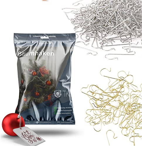 TK Gruppe Timo Klingler 100 ganci ganci per albero di Natale ganci per albero oro e argento gancio per palline per palle di albero di Natale, palle di Natale, gancio a forma di S per Natale