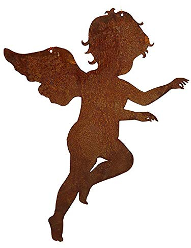 Dekofigur im Rost Design Engel zum hängen, 30 cm - Rostfigur für den Garten, Gartendeko