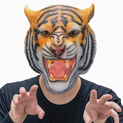 CreepyParty Tiger Maske Tier Latex Vollkopf Realistische Masken Für Halloween Karneval Kostüm Party Parade