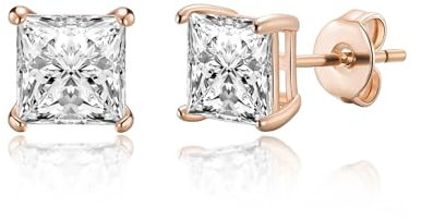Philip Jones Rose Gold Plated Square Earrings Created with Zircondia® Crystals