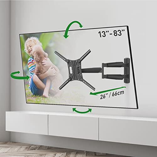 Barkan Lange TV Wandhalterung, 13-75 Zoll Schwenkbar/Neigbar/Vollbewegung Prämie flach & Curved Fernseher TV Halterung, hält bis 43Kg, extra Langer Auszug, für LED OLED LCD, Max. VESA 600x400