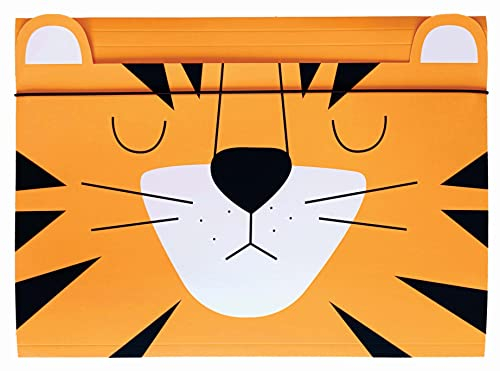Sammelmappe A5 - Gummizug Zeichenmappe für Kinder - aus Starkem Karton - Soft-Touch - Innen und Außen Bedruckt - Lustige Form - Tiger