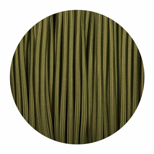 LEDSone Vintage Fabric 3 Core Round Army Green Colour 0.75mm Italian Braided Cable 5 Meters Electrical Flexible Lamp Cable Wire for UK Lighting