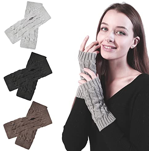 Ruikdly Armstulpen Damen, Lange Fingerlose Handschuhe Hand Warmers Handstulpen Pulswärmer Arm Sleeve 31cm Hand Stulpen Gestrickt für Damen Herren