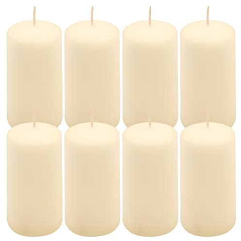 Stumpenkerze creme Höhe 10 cm Ø 5 cm lange Brenndauer Rund-Kerze Säulenkerzen Kerzen-Deko Tafelkerzen Weihnachts-Kerzen Hochzeits-Deko (8)