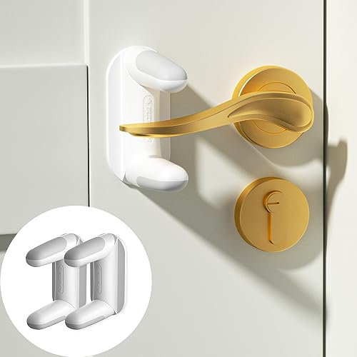 EUDEMON Childproof Door Lever Lock, Baby Safety Door Handle Lock, Door Lock Latch for Children & Pets, Easy to Install, No Tools Need or Drill (Gen 3)