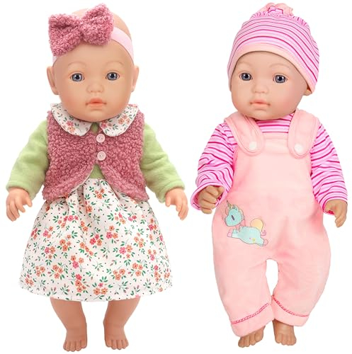 2 Sets Baby Puppe Kleidung Puppenkleidung für 43cm / 17 Zoll Neugeborene Babypuppen (Keine Puppe)