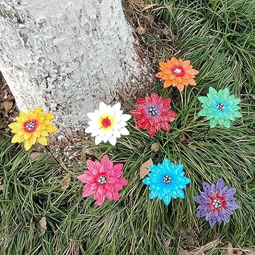 EHOTER Metall-Taglilie Blume Garten Stakes Metall Blumen Outdoor Decor Stake Yard Art Dekoration Garten Metall Pflanze Blumen Stick Frühling Terrasse Dekor (8 Farben)