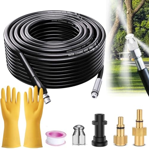 10M Flexible Drain Rods - High Pressure Washer Hose Drain Pipe Cleaning Kit with Adapter for Karcher/Lavor/Bosch, Replacement Hose for Karcher K Series Pressure Washers K2-K7