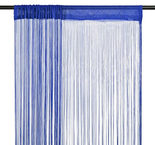 FENLAX Fadenvorhänge 2 STK. 140x250 cm Blau - Türvorhang, Fenstervorhang, Insektenschutz, Raumteiler, Schaufensterdekoration - Polyester, Waschbar bei 30°C