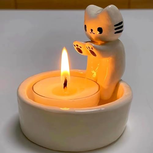 Katzen Kerzenhalter - Cartoon Katzen Kerzenständer | Kätzchen Teelicht Kerzenhalter | Kitten Candle Holder | Süß Katzen Teelichthalter Pfoten Wärmen Heimdekoration | Geschenke Für Katzenliebhaber