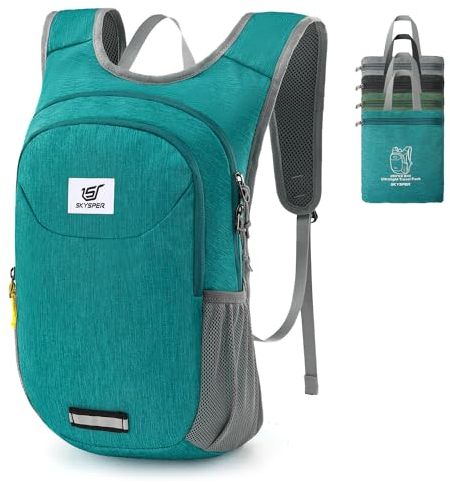 SKYSPER Faltbarer Rucksack 10L Ultraleicht Tagesrucksack Daypack Wanderrucksack Klein Outdoorrucksack mit Reflexstreifen für Wandern Reisen Sport