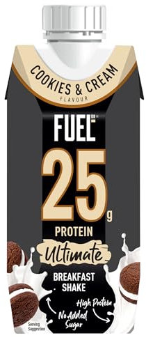 FUEL10K Cookies & Cream 25g High Protein Breakfast Shake Drink, 330 ml (Pack of 8)