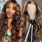 Body Wave 13x4 Highlight Ombre Lace Front Perücke Echthaar Vorgezupft 150% Dichte Honigblond 4/27 Farbige Lace Frontal Perücken für Frauen mit Babyhaar Kleberlose HD Lace Front Perücke (20 Zoll)