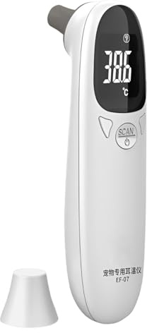 Flkiglm Thermomètre d'Oreille Pour Animaux de Compagnie - LCD Électronique avec Détecteur de Fièvre Pour Chat et Usages Vétérinaires