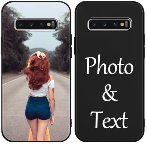 Xylota Personalisierte Handyhülle für Samsung Galaxy S10 Plus 6,4'', Personalisiert Hülle mit Selbst Gestalten Eigenem Bild Foto Schutzhülle, Individuelle Text Design Case für Samsung S10 Plus,Schwarz