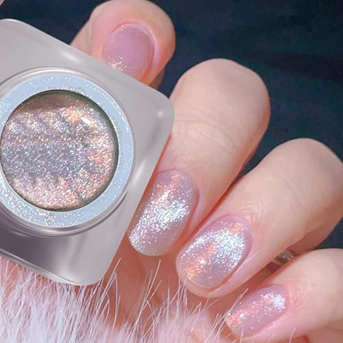 GEEWHILE Cat Eye Gel Nail Polish Holographic 9D Magnetic Glitter Gel Polish, Pink