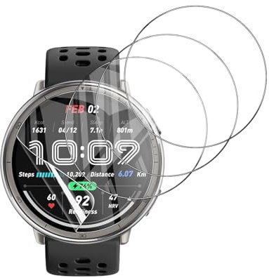 Anoowkoa TPU SOFT Displayschutzfolie für Amazfit Active 2, 4 Stück Schutzfolie [NOT Panzerglas] 9H Härte Gehärtete Folie HD Vollbild Handyfolie Hartglas Anti-Kratzer Displayfolie