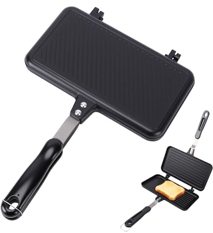 Plancha para Sándwiches, Bandeja para Hornear Multifuncional de Doble Cara con Ergonómico, Plancha Eléctrica para Tortas, ideal para Cocina Casera