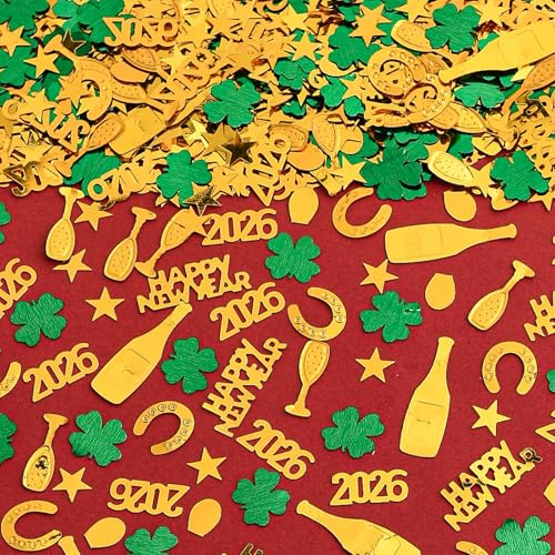 Koboko Streudeko Silvester Deko 2026 Konfetti, Happy New Year Konfetti Silvester Tischdeko, Tischdeko Neujahr Partysdeko, Happy New Year Deko Confetti, Neujahrsdeko Confetti für Silvesterparty