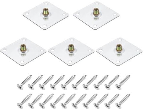 QUARKZMAN 5Pcs Écrous En T À Trou Fraisé M8, Base Carrée De 70mm/2.8 Pouces À Bride À Filetage Femelle Avec Vis De Fixation Pour Meubles En Bois
