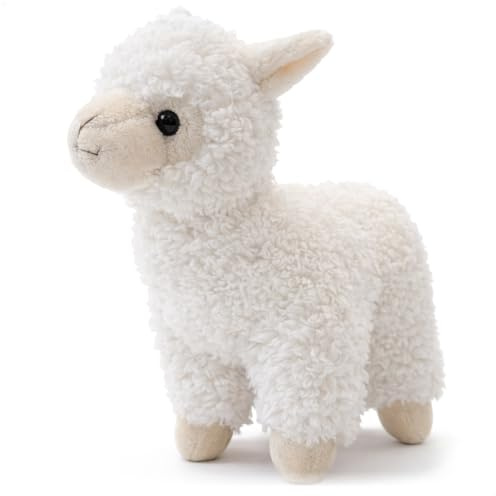 com-four® Kuscheltier Lama 22 cm – weiches Plüschtier Alpaka aus 100% Polyester – Flauschiges Stofftier – süßes Kuscheltier zum Verschenken und Dekorieren (weiß - Lama)