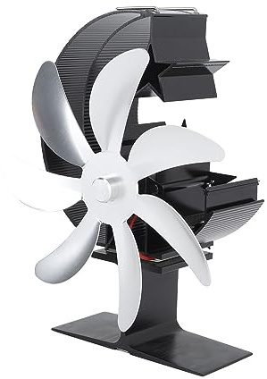 AKLOSIPY Ventola per Stufa Alimentata a Calore 7 Pale Circolazione Efficiente di Aria Calda per Pesca Sul Ghiaccio All'aperto Alluminio 1 unità (SILVER)